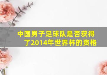 中国男子足球队是否获得了2014年世界杯的资格