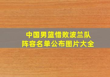 中国男篮惜败波兰队阵容名单公布图片大全