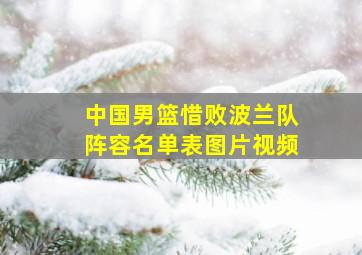 中国男篮惜败波兰队阵容名单表图片视频