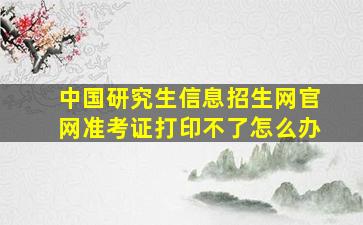 中国研究生信息招生网官网准考证打印不了怎么办