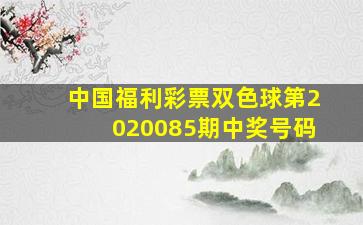 中国福利彩票双色球第2020085期中奖号码