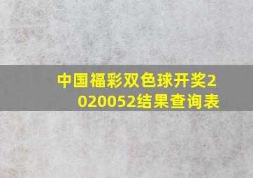 中国福彩双色球开奖2020052结果查询表