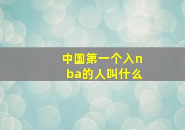 中国第一个入nba的人叫什么