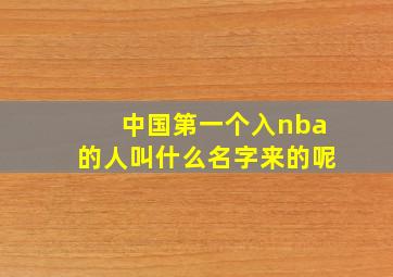 中国第一个入nba的人叫什么名字来的呢