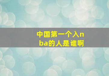 中国第一个入nba的人是谁啊