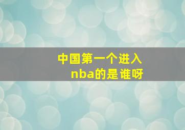 中国第一个进入nba的是谁呀