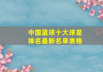 中国篮球十大球星排名最新名单表格