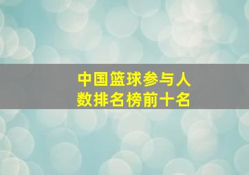 中国篮球参与人数排名榜前十名