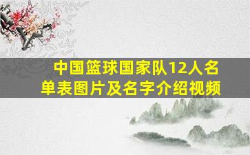 中国篮球国家队12人名单表图片及名字介绍视频