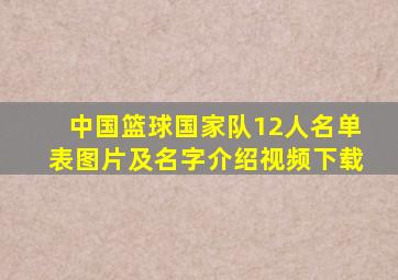 中国篮球国家队12人名单表图片及名字介绍视频下载