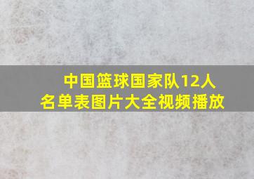 中国篮球国家队12人名单表图片大全视频播放