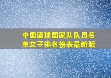 中国篮球国家队队员名单女子排名榜表最新版