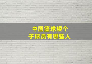 中国篮球矮个子球员有哪些人