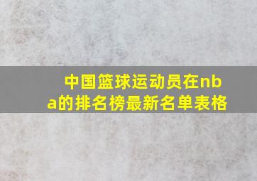 中国篮球运动员在nba的排名榜最新名单表格