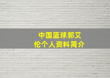 中国篮球郭艾伦个人资料简介