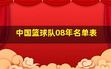 中国篮球队08年名单表