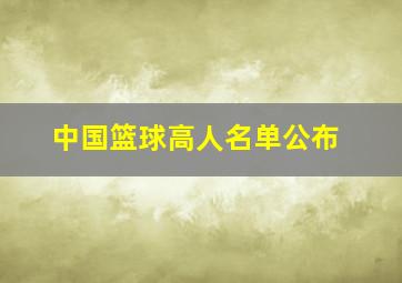 中国篮球高人名单公布