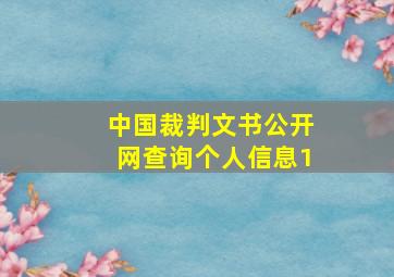 中国裁判文书公开网查询个人信息1