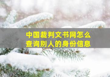 中国裁判文书网怎么查询别人的身份信息