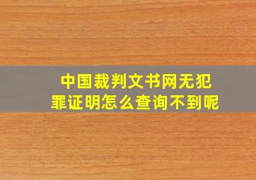 中国裁判文书网无犯罪证明怎么查询不到呢