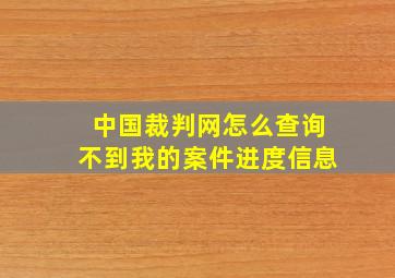 中国裁判网怎么查询不到我的案件进度信息