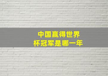 中国赢得世界杯冠军是哪一年