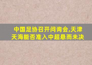 中国足协召开问询会,天津天海能否准入中超悬而未决