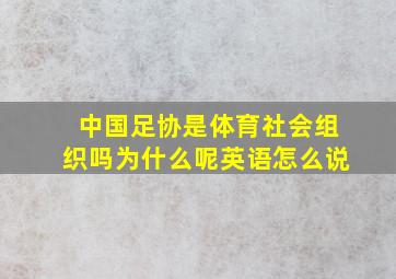 中国足协是体育社会组织吗为什么呢英语怎么说