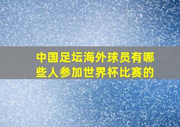 中国足坛海外球员有哪些人参加世界杯比赛的