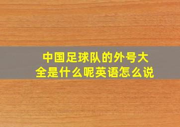 中国足球队的外号大全是什么呢英语怎么说