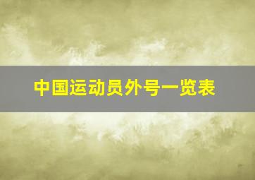 中国运动员外号一览表