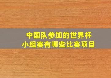 中国队参加的世界杯小组赛有哪些比赛项目