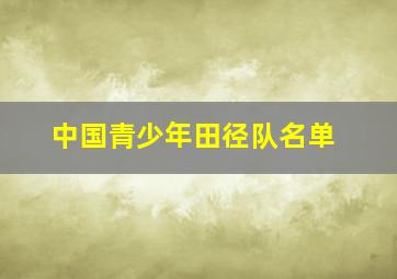 中国青少年田径队名单