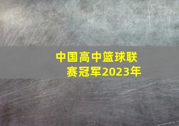 中国高中篮球联赛冠军2023年