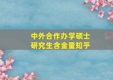 中外合作办学硕士研究生含金量知乎