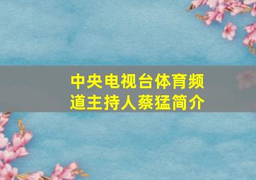 中央电视台体育频道主持人蔡猛简介