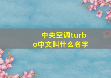 中央空调turbo中文叫什么名字