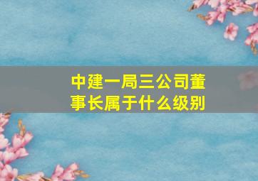 中建一局三公司董事长属于什么级别