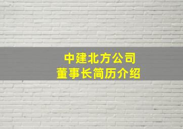 中建北方公司董事长简历介绍