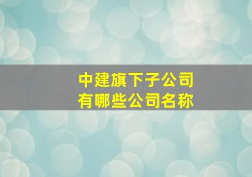 中建旗下子公司有哪些公司名称