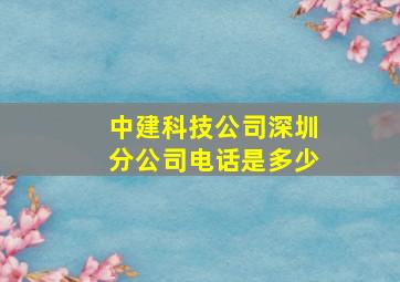 中建科技公司深圳分公司电话是多少