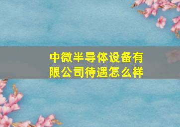 中微半导体设备有限公司待遇怎么样