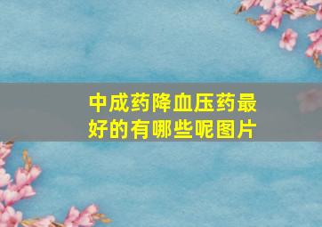 中成药降血压药最好的有哪些呢图片