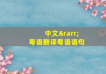 中文→粤语翻译粤语语句