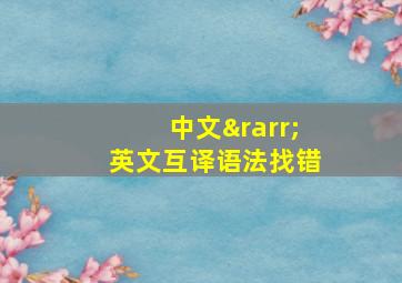 中文→英文互译语法找错