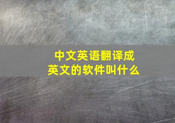 中文英语翻译成英文的软件叫什么