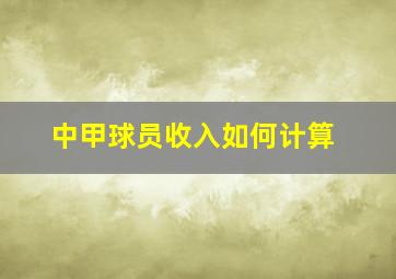 中甲球员收入如何计算