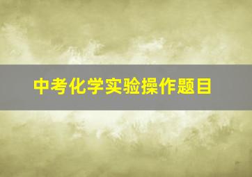 中考化学实验操作题目