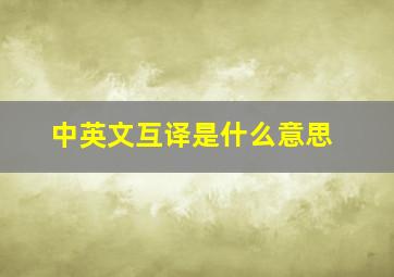 中英文互译是什么意思