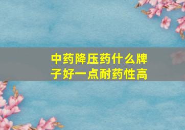 中药降压药什么牌子好一点耐药性高